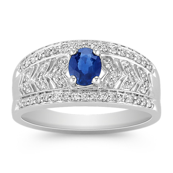 Contemporary Oval Sapphire and Round Diamond Ring Contemporary Oval Sapphire and Round Diamond Ring