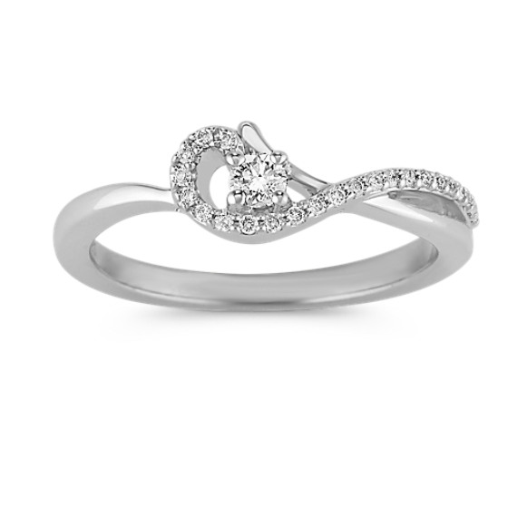 Crossing Swirl Round Diamond Ring in Sterling Silver Crossing Swirl Round Diamond Ring in Sterling Silver