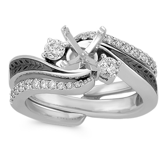 Diamond and Black Ruthenium Wedding Set with Pavé Setting (Unmounted) Diamond and Black Ruthenium Wedding Set with Pavé Setting (Unmounted)