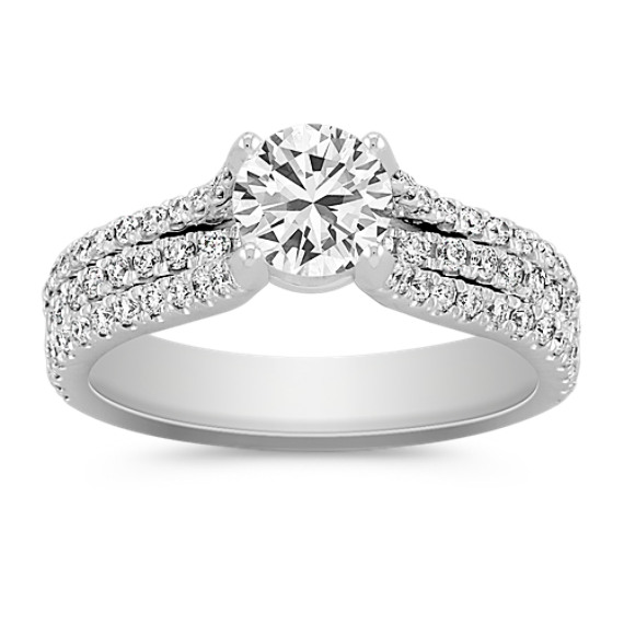 Diamond Engagement Ring with Pavé Setting Diamond Engagement Ring with Pavé Setting