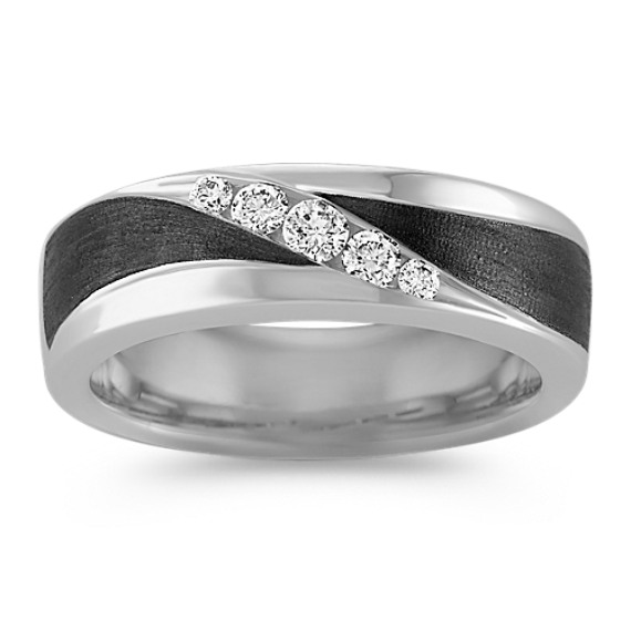 Diamond Men's Ring with Black Rhodium (7mm) Diamond Men's Ring with Black Rhodium (7mm)
