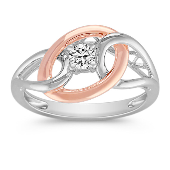 Diamond Ring in Sterling Silver and 14k Rose Gold Diamond Ring in Sterling Silver and 14k Rose Gold