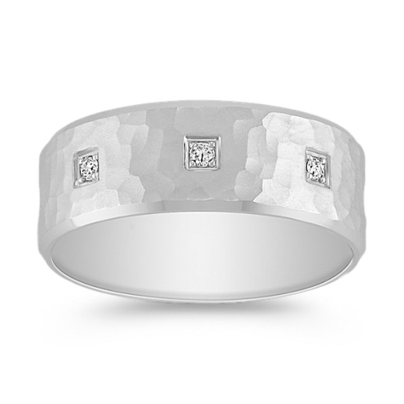 Diamond Ring with Hammered Finish Diamond Ring with Hammered Finish