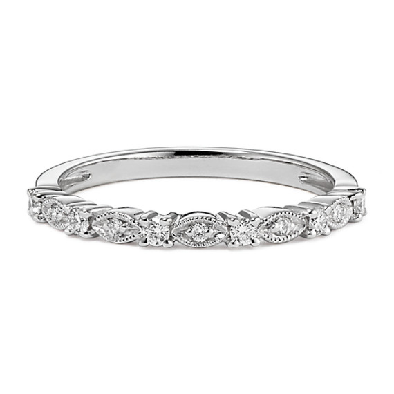 Diamond Wedding Band with Alternating Design Diamond Wedding Band with Alternating Design