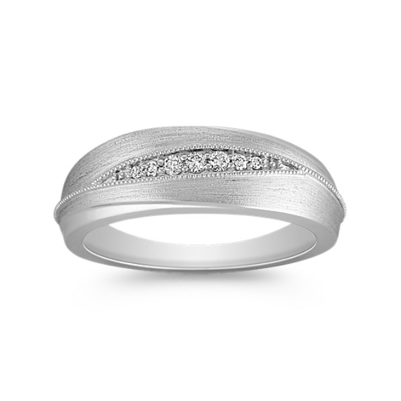 Diamond Wedding Ring with Satin Finish (7mm) Diamond Wedding Ring with Satin Finish (7mm)