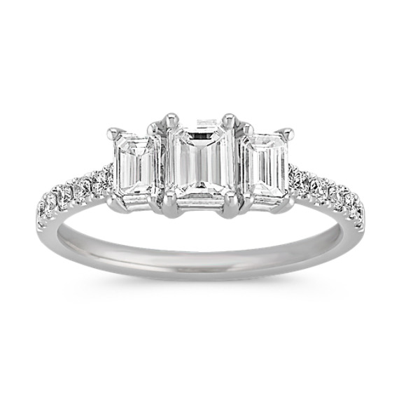 Emerald Cut and Round Diamond Three-Stone Ring Emerald Cut and Round Diamond Three-Stone Ring
