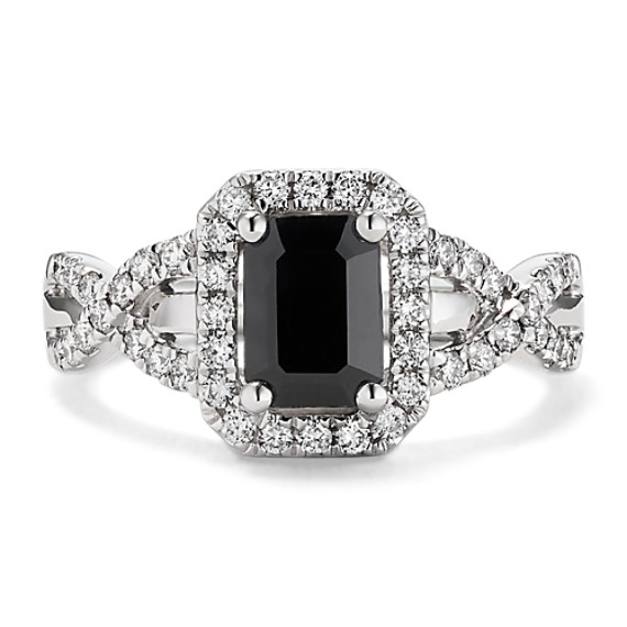 Emerald Cut Black Sapphire and Diamond Ring Emerald Cut Black Sapphire and Diamond Ring