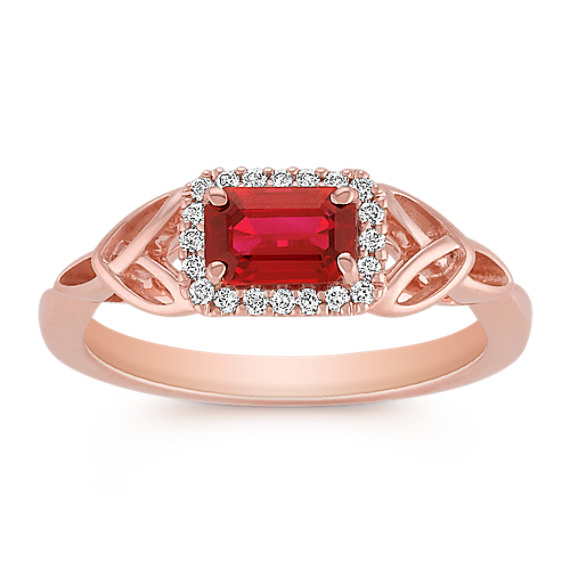 Emerald Cut Ruby and Diamond Ring in Rose Gold Emerald Cut Ruby and Diamond Ring in Rose Gold