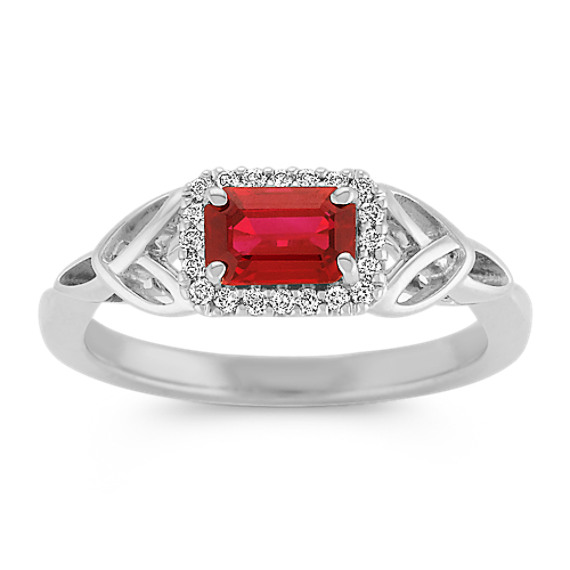 Emerald Cut Ruby and Round Diamond Ring Emerald Cut Ruby and Round Diamond Ring