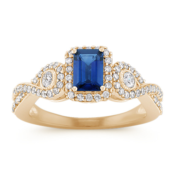 Emerald Cut Sapphire and Round Diamond Ring Emerald Cut Sapphire and Round Diamond Ring
