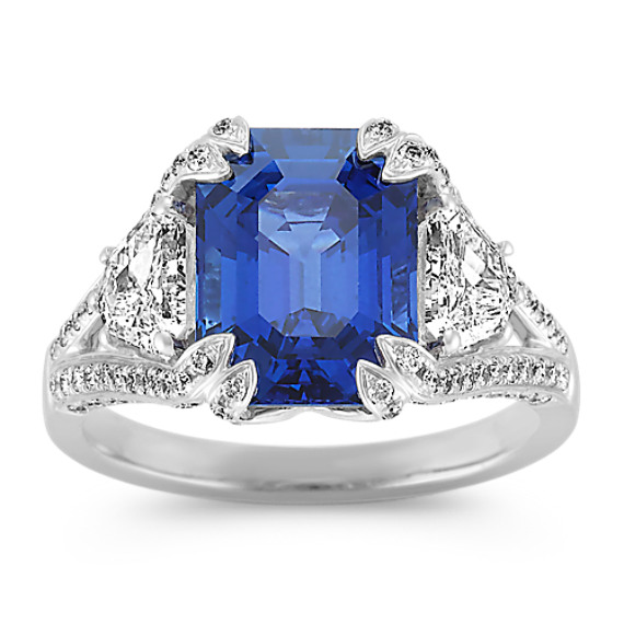Emerald Cut Sapphire, Fancy Shape and Round Diamond Ring Emerald Cut Sapphire, Fancy Shape and Round Diamond Ring