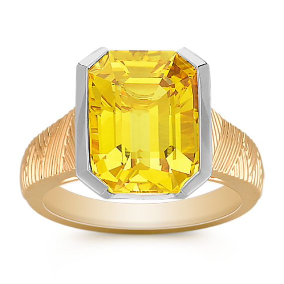 Emerald Cut Yellow Sapphire Ring in Two-Tone Gold Emerald Cut Yellow Sapphire Ring in Two-Tone Gold