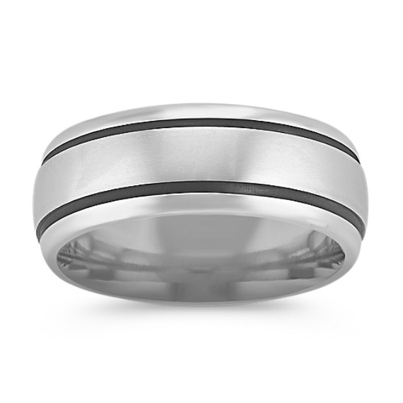 Engraved 14k White Gold Comfort Fit Ring with Satin Finish (8mm) Engraved 14k White Gold Comfort Fit Ring with Satin Finish (8mm)