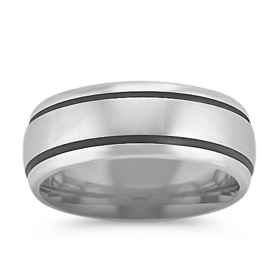 Engraved 14k White Gold Comfort Fit Ring with Satin Finish (8mm) Engraved 14k White Gold Comfort Fit Ring with Satin Finish (8mm)