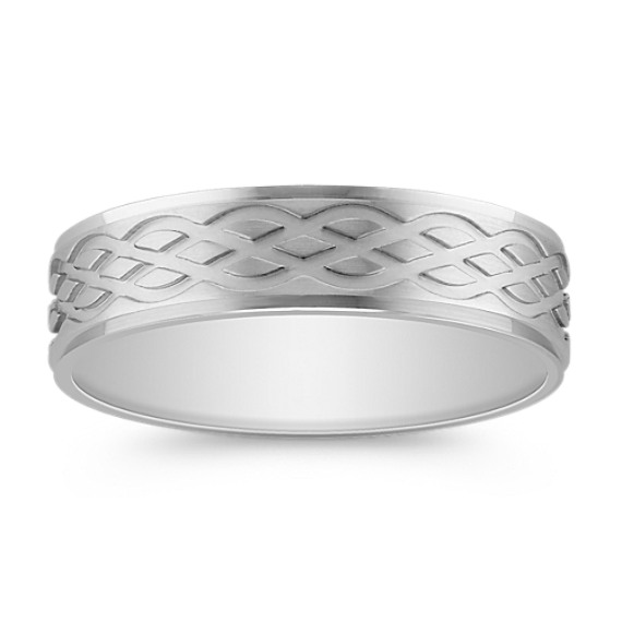 Engraved Men's Band in 14k White Gold (6mm) Engraved Men's Band in 14k White Gold (6mm)