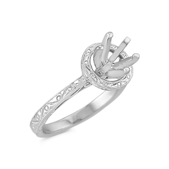 Engraved halo engagement rings