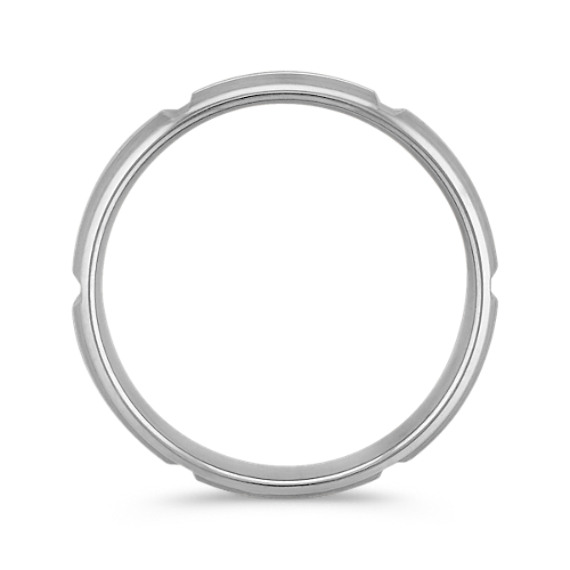 Engraved White Gold Men's Ring with Satin Finish (6mm)