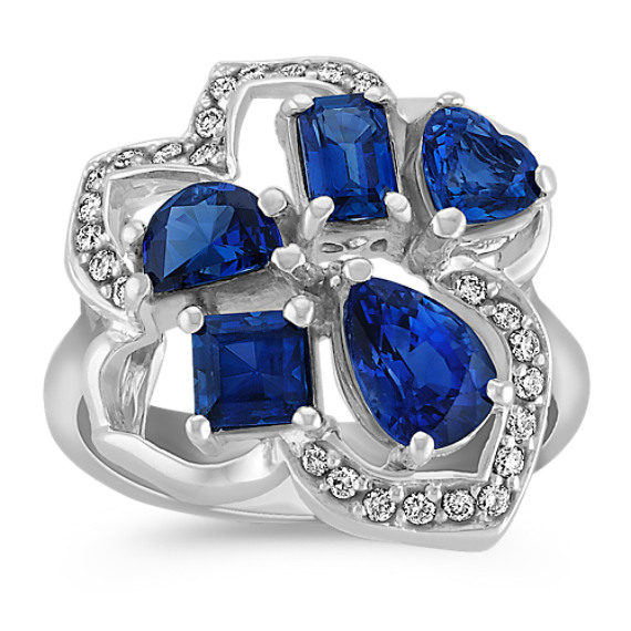 Fancy Shaped Sapphire and Round Diamond Ring Fancy Shaped Sapphire and Round Diamond Ring