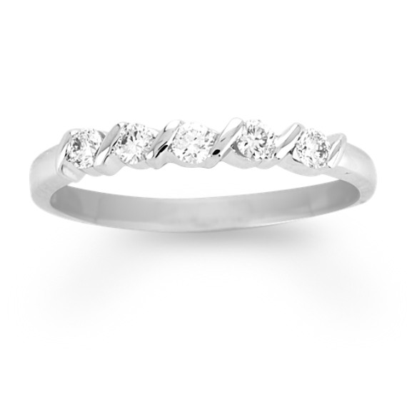 Five-Stone Diamond Channel Set Wedding Band in 14k White Gold Five-Stone Diamond Channel Set Wedding Band in 14k White Gold