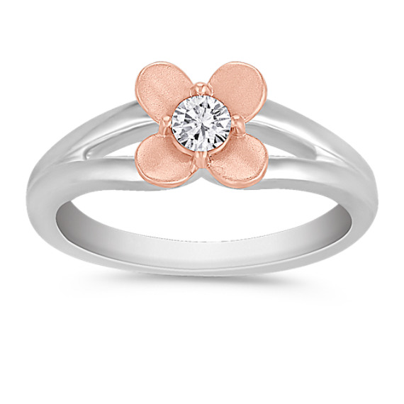 Flower Diamond Ring in Sterling Silver and Rose Gold Flower Diamond Ring in Sterling Silver and Rose Gold