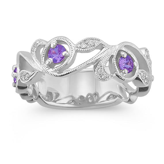 Four Round Lavender Sapphire and Diamond Ring Four Round Lavender Sapphire and Diamond Ring