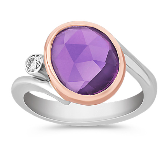 Freeform Lavender Sapphire and Round Diamond Ring in 14k Rose and White Gold Freeform Lavender Sapphire and Round Diamond Ring in 14k Rose and White Gold