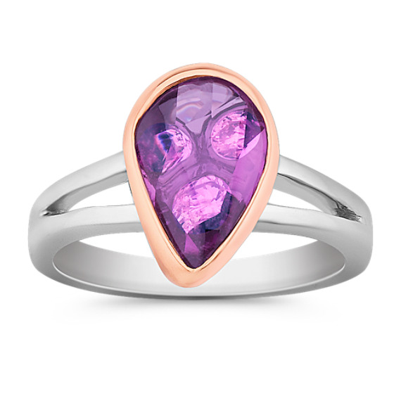 Freeform Lavender Sapphire and Round Diamond Ring in White and Rose Gold Freeform Lavender Sapphire and Round Diamond Ring in White and Rose Gold