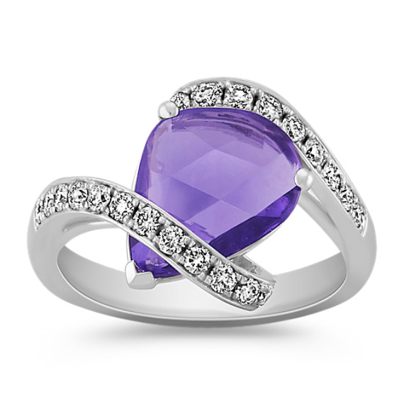 Freeform Lavender Sapphire and Round Diamond Swirl Ring Freeform Lavender Sapphire and Round Diamond Swirl Ring