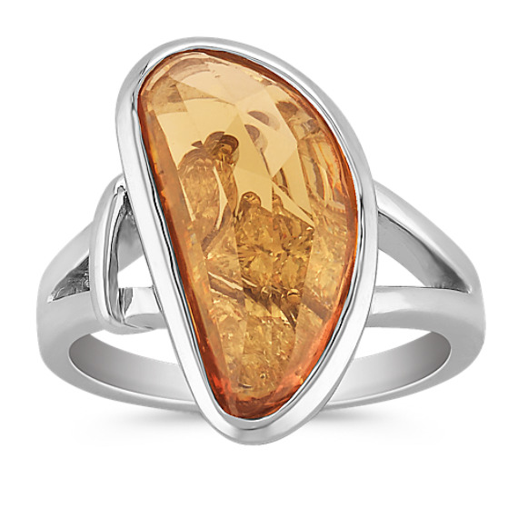 Freeform Orange Sapphire, Princess Cut and Marquise Diamond Ring Freeform Orange Sapphire, Princess Cut and Marquise Diamond Ring