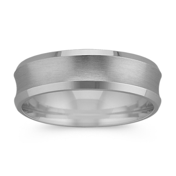 Grooved Comfort Fit 14k White Gold Ring with Brushed Finish (6mm) Grooved Comfort Fit 14k White Gold Ring with Brushed Finish (6mm)