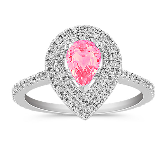 Halo Pear-Shaped Pink Sapphire and Diamond Engagement Ring Halo Pear-Shaped Pink Sapphire and Diamond Engagement Ring