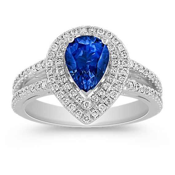 Halo Pear Shaped Sapphire and Diamond Engagement Ring Halo Pear Shaped Sapphire and Diamond Engagement Ring