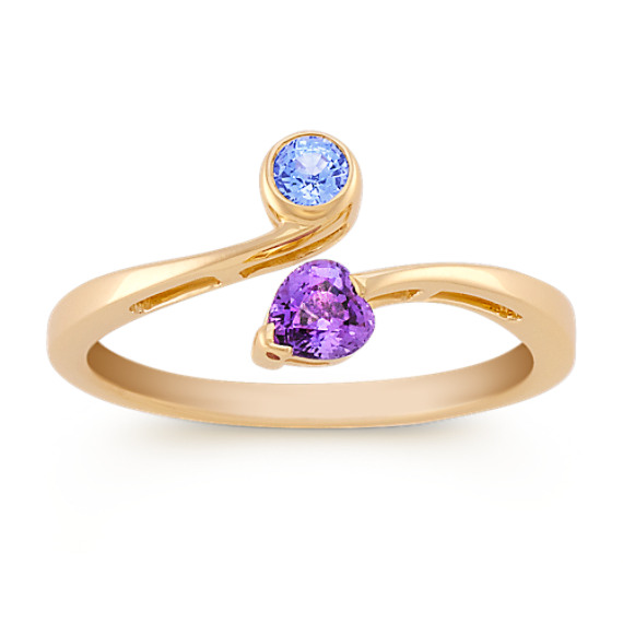 Heart-Shaped and Round Multi-Colored Sapphire Ring Heart-Shaped and Round Multi-Colored Sapphire Ring
