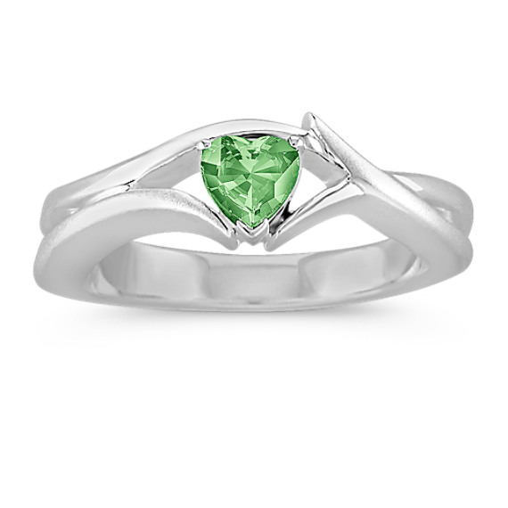 Heart-Shaped Green Sapphire Ring in Sterling Silver Heart-Shaped Green Sapphire Ring in Sterling Silver