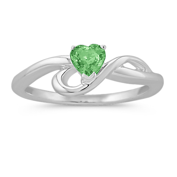 Heart-Shaped Green Sapphire Ring in Sterling Silver Heart-Shaped Green Sapphire Ring in Sterling Silver