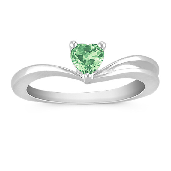 Heart-Shaped Green Sapphire Ring in Sterling Silver Heart-Shaped Green Sapphire Ring in Sterling Silver