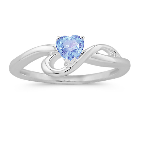 Heart-Shaped Ice Blue Sapphire Ring in Sterling Silver Heart-Shaped Ice Blue Sapphire Ring in Sterling Silver
