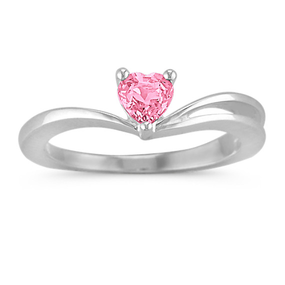 Heart-Shaped Pink Sapphire Ring in Sterling Silver Heart-Shaped Pink Sapphire Ring in Sterling Silver