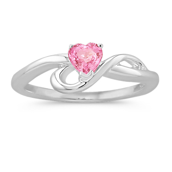 Heart-Shaped Pink Sapphire Swirl Ring in Sterling Silver Heart-Shaped Pink Sapphire Swirl Ring in Sterling Silver