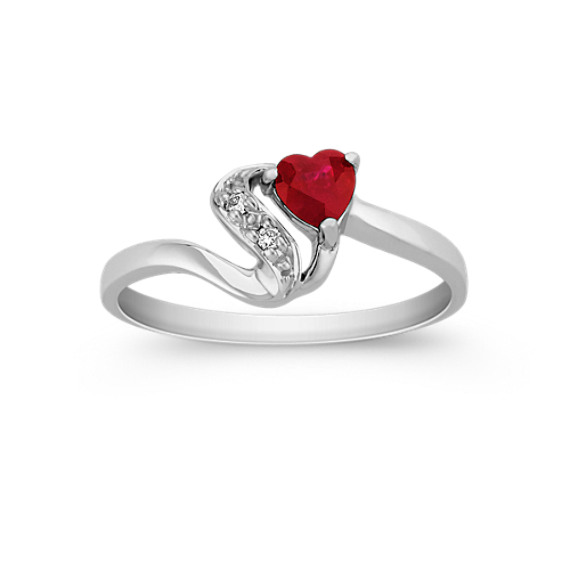 Heart Shaped Ruby and Diamond Ring Heart Shaped Ruby and Diamond Ring