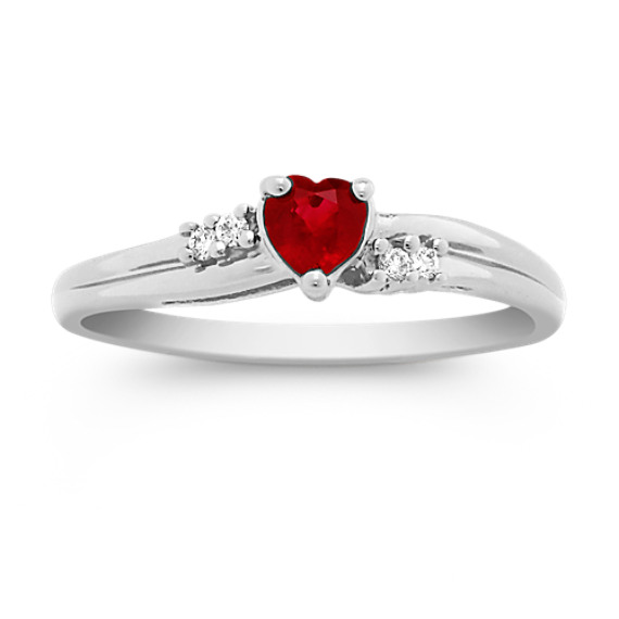 Heart Shaped Ruby and Diamond Ring Heart Shaped Ruby and Diamond Ring