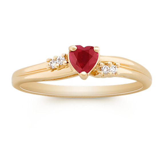 Heart Shaped Ruby and Diamond Ring Heart Shaped Ruby and Diamond Ring