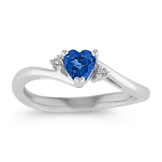 Heart-Shaped Sapphire and Diamond Ring in Sterling Silver Heart-Shaped Sapphire and Diamond Ring in Sterling Silver