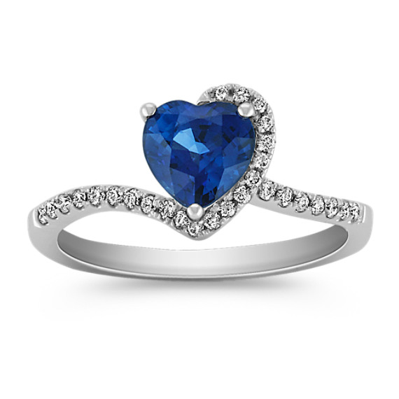 Heart-Shaped Sapphire and Round Diamond Ring Heart-Shaped Sapphire and Round Diamond Ring