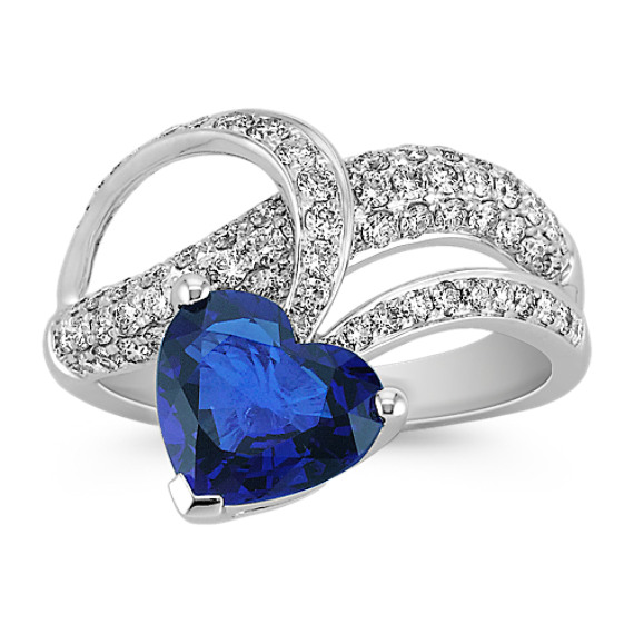 Heart-Shaped Sapphire and Round Diamond Ring Heart-Shaped Sapphire and Round Diamond Ring