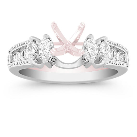 Marquise and Round Diamond Solitaire Engagement Ring Wrap Marquise and Round Diamond Solitaire Engagement Ring Wrap
