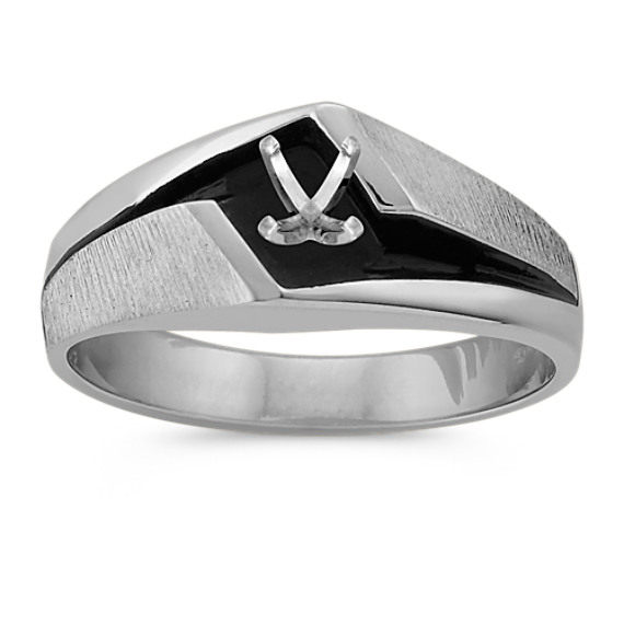 Menâ€™s Engagement Ring in 14k White Gold with Black Rhodium (8mm)