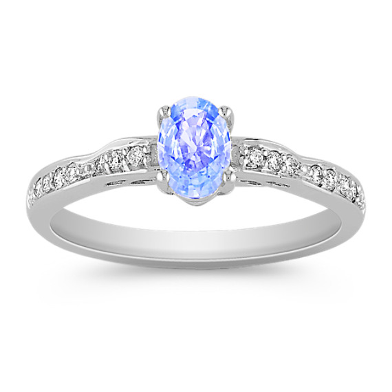 Oval Ice Blue Sapphire and Round Diamond Ring Oval Ice Blue Sapphire and Round Diamond Ring