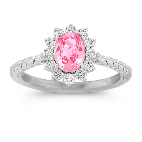 Oval Pink Sapphire and Diamond Ring Oval Pink Sapphire and Diamond Ring