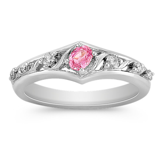 Oval Pink Sapphire and Round Diamond Ring Oval Pink Sapphire and Round Diamond Ring